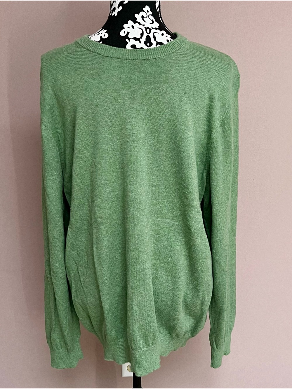 L.L. BEAN Men’s XL Crewneck Cotton & Cashmere Heathered Sage Green Sweater